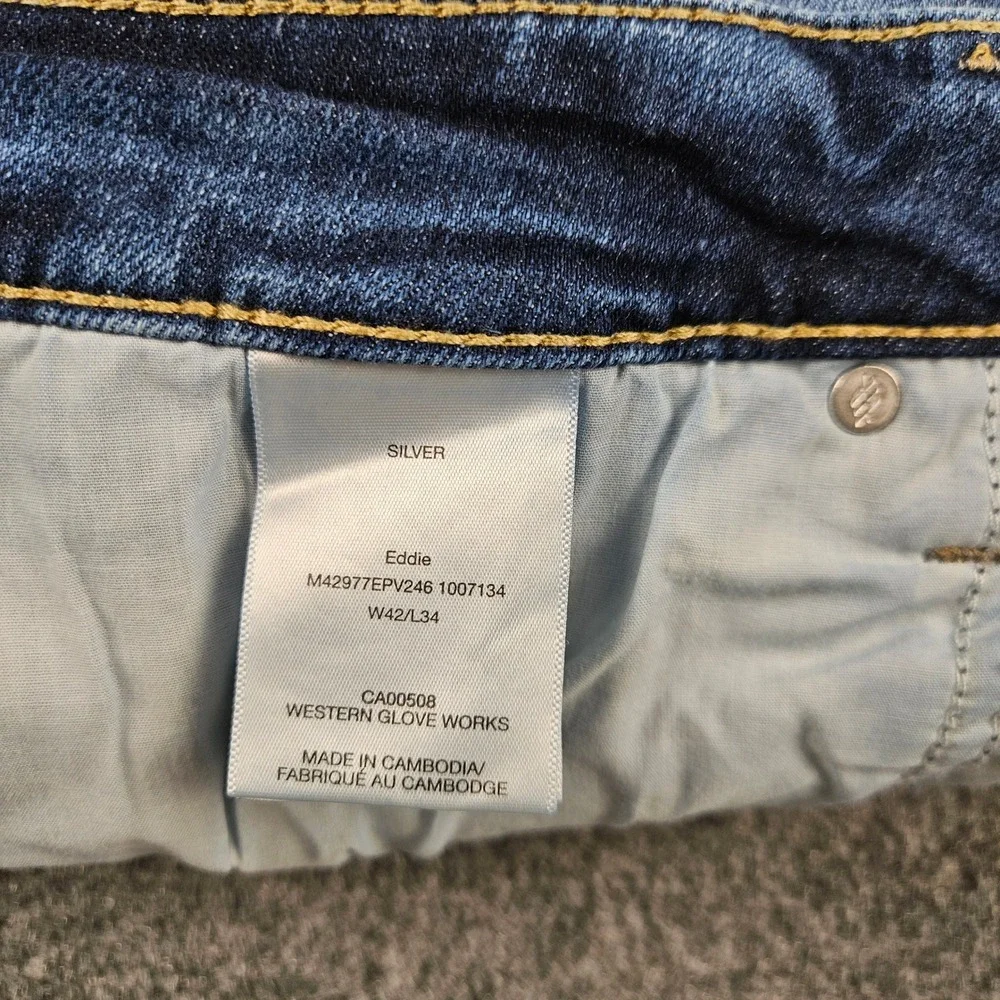 Silver Jeans Co Eddie Relaxed Fit Straight Leg Jeans Mens W42 L34 Blue Denim